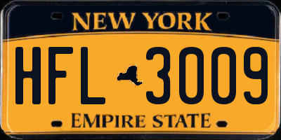 NY license plate HFL3009