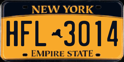 NY license plate HFL3014