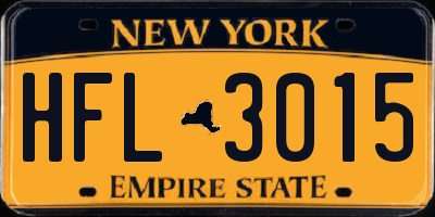NY license plate HFL3015