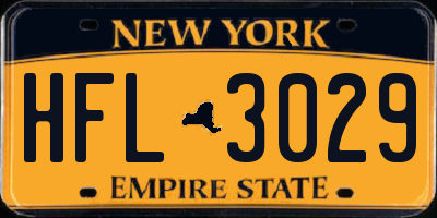 NY license plate HFL3029