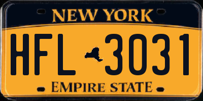 NY license plate HFL3031