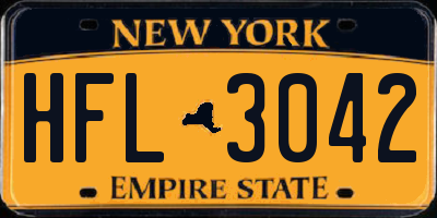 NY license plate HFL3042