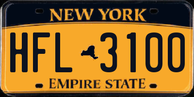 NY license plate HFL3100