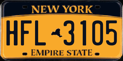 NY license plate HFL3105