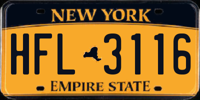 NY license plate HFL3116