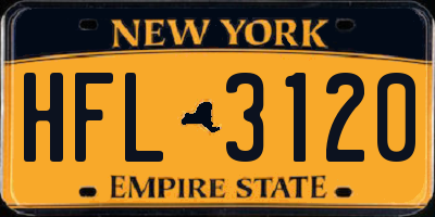 NY license plate HFL3120