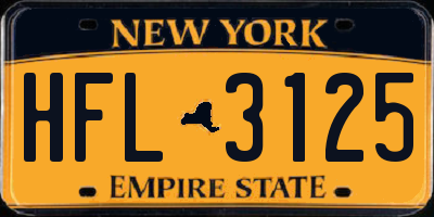 NY license plate HFL3125