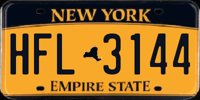 NY license plate HFL3144
