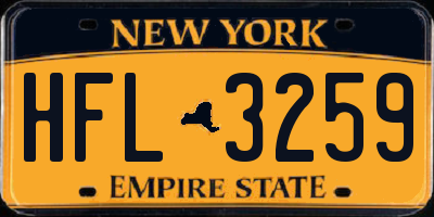 NY license plate HFL3259