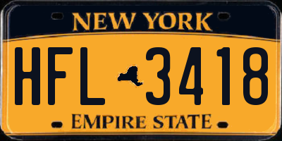 NY license plate HFL3418