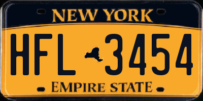 NY license plate HFL3454