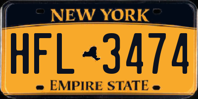 NY license plate HFL3474