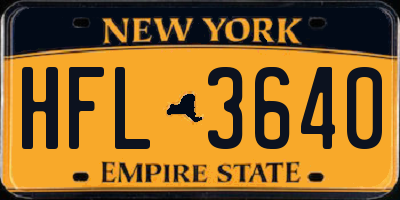 NY license plate HFL3640