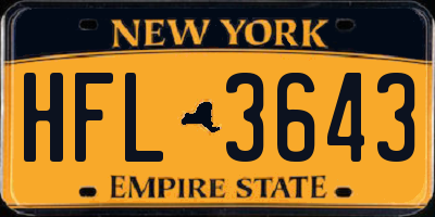 NY license plate HFL3643