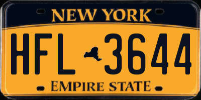 NY license plate HFL3644