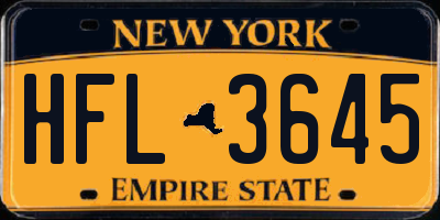 NY license plate HFL3645