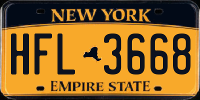 NY license plate HFL3668