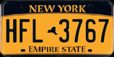 NY license plate HFL3767