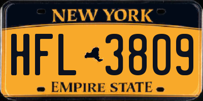 NY license plate HFL3809