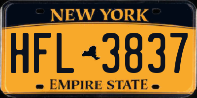 NY license plate HFL3837
