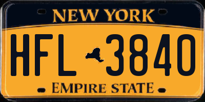 NY license plate HFL3840