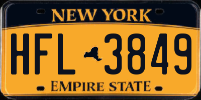 NY license plate HFL3849