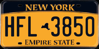 NY license plate HFL3850