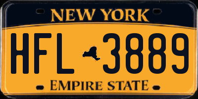 NY license plate HFL3889