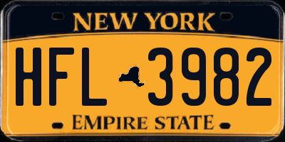 NY license plate HFL3982