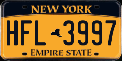 NY license plate HFL3997