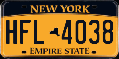 NY license plate HFL4038