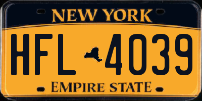 NY license plate HFL4039