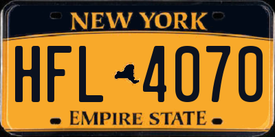 NY license plate HFL4070