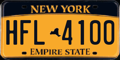 NY license plate HFL4100
