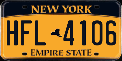 NY license plate HFL4106