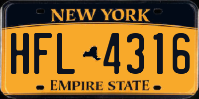 NY license plate HFL4316