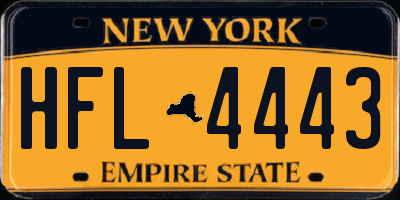 NY license plate HFL4443