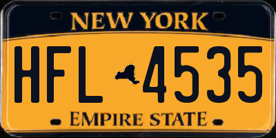 NY license plate HFL4535