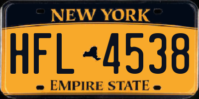 NY license plate HFL4538