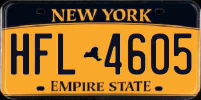 NY license plate HFL4605