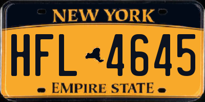NY license plate HFL4645