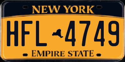 NY license plate HFL4749