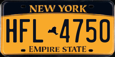 NY license plate HFL4750