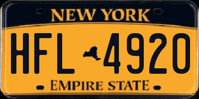 NY license plate HFL4920