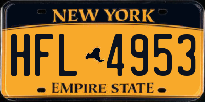 NY license plate HFL4953