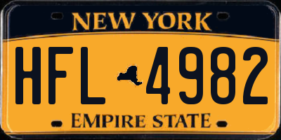 NY license plate HFL4982