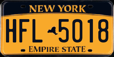 NY license plate HFL5018