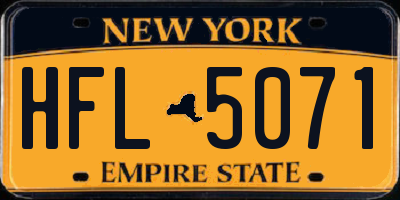 NY license plate HFL5071