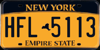 NY license plate HFL5113