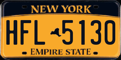 NY license plate HFL5130